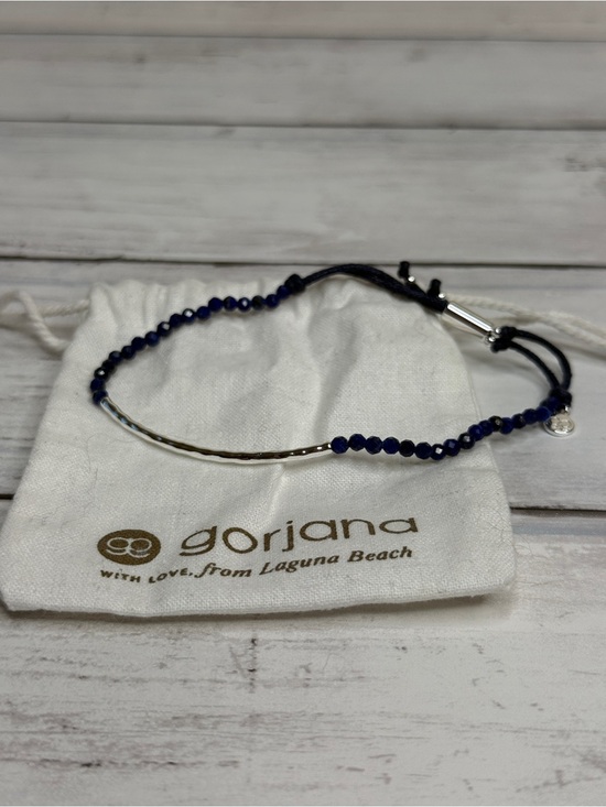 Gorjana Jewelry - Gorjana Navy Beaded Bracelet with Curved Silver Bar